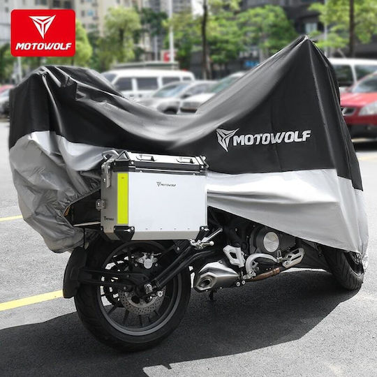 Motowolf 210d Motorcycle Cover Size 265x105x125 Waterproof Sun Wind Rain Protection Soft Interior