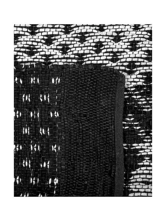 Beliani Χαλί Διάδρομος Δερμάτινο Μαύρο 80x150cm