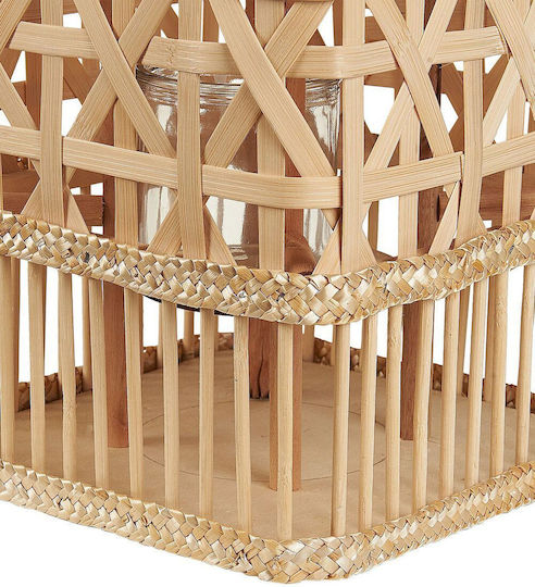 Beliani Wooden Lantern Beige