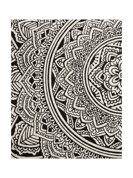 Beliani Χαλί Στρογγυλό Βαμβακερό Black And Cream Φ120cm