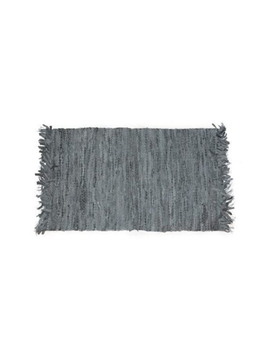 Chios Hellas Rug Fireplace Rectangular Leather with Fringes Gray