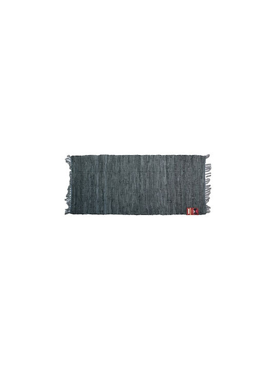 Chios Hellas Rug Fireplace Rectangular Leather with Fringes Gray