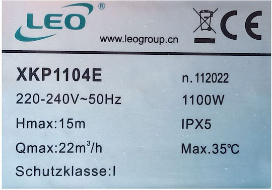 Leo Group Lepono XKP Poolwasserpumpe Filter Einphasig mit Maximale Versorgung 22000 lt/h