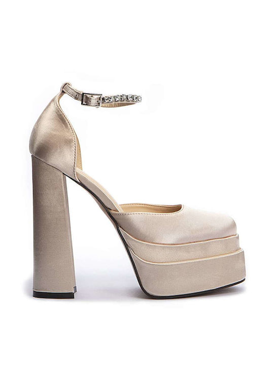 Keep Fred Beige Medium Heels with Strap