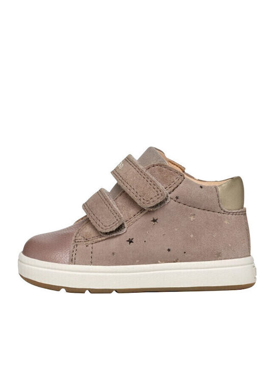 B Biglia Anatomical Leather Kids Boots with Velcro Beige