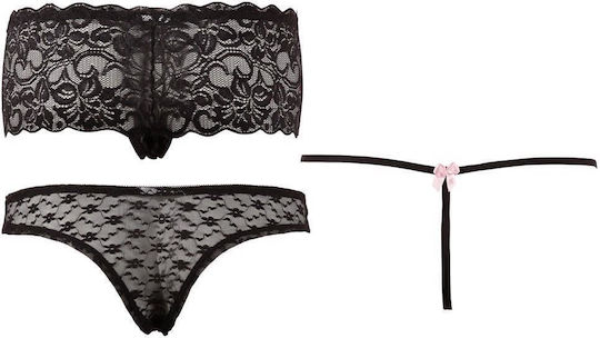 Damentasche Sexy String mit Spitze Schwarz