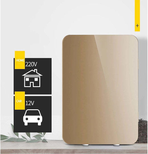 Mini Cosmetic Refrigerator Flippy Dual Function Heating Cooling Portable Exterior 19x28x26 Cm Interior 14x24x15 Cm 8l Gold