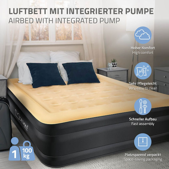 Air Mattress with Built-in Air Pump for One Person 196x97x47 cm Beige Ml Design