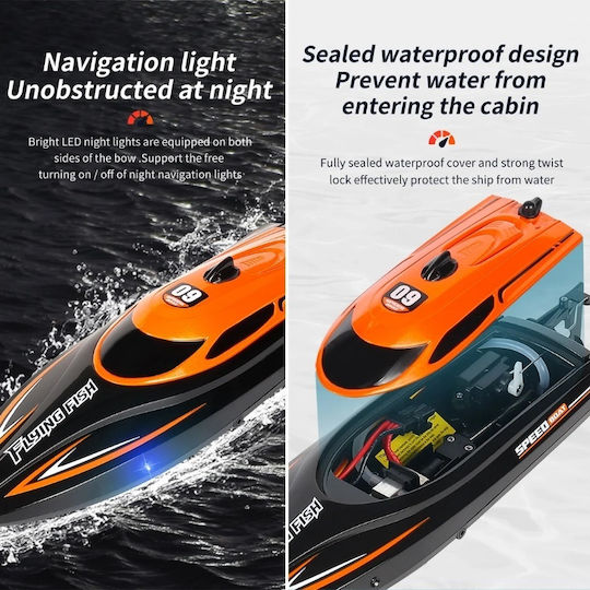 Iuni Hj812 Remote Control Boat Rc Racing Speed Boat Drift Speed 25 Km H 2.4ghz Orange