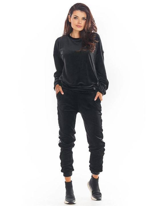 Awama Damen-Sweatpants-Set Black Samt A375_BLACK