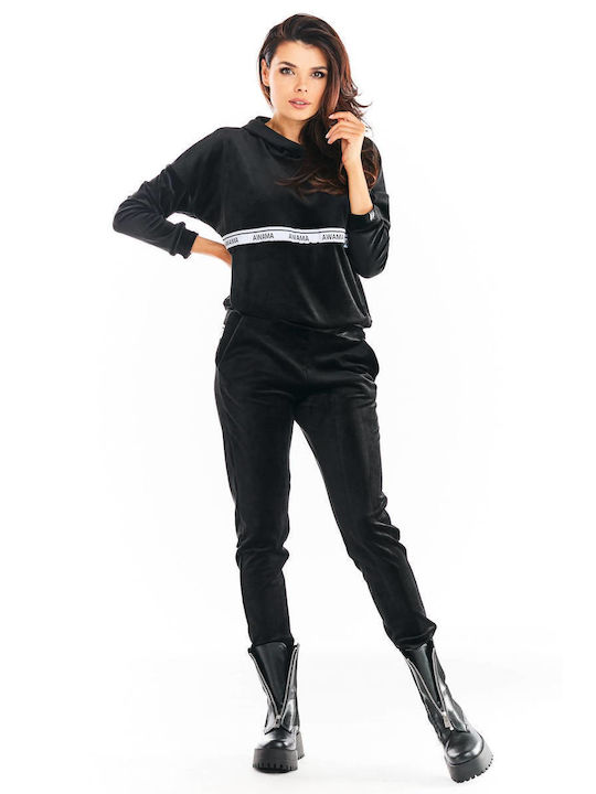 Awama Damen-Sweatpants-Set Black Samt A372_BLACK