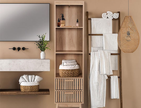The Home Deco Factory Στήλη Μπάνιου Δαπέδου Μ40xΒ30xΥ160cm Καφέ