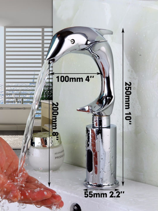 Mixing Sink Faucet with Photocell Sensor Silver DQ44TGMBM