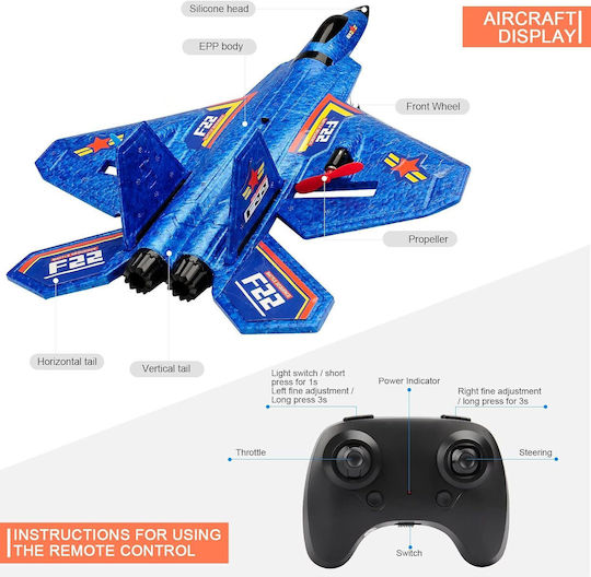 Τηλεκατευθυνόμενο Μαχητικό F22 Rc Jet 2.4ghz Blue