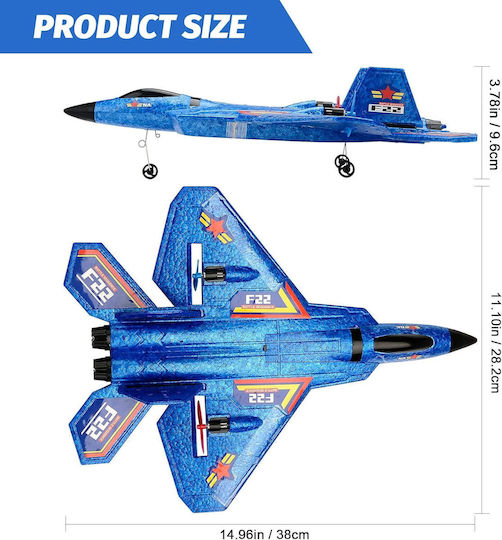 Τηλεκατευθυνόμενο Μαχητικό F22 Rc Jet 2.4ghz Blue