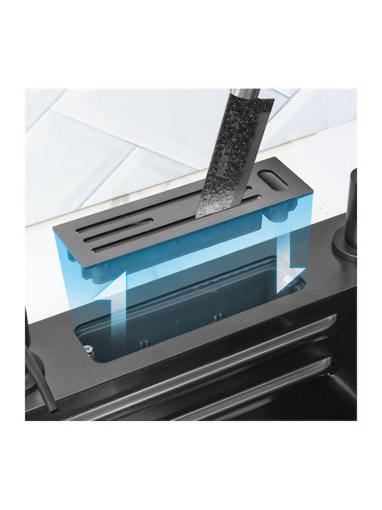 Ένθετος Νεροχύτης Inox με Μπαταρία Μ75xΠ45cm Μαύρος