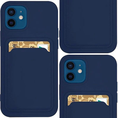 Hurtel Card Silicone Back Cover with Credit Card Holder Navy Blue (Galaxy A42)