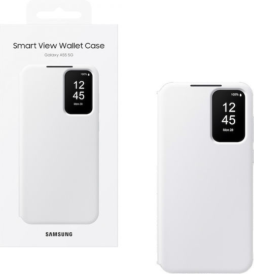 Samsung S View Wallet Cover Synthetic Leather / Plastic White (Galaxy A55)