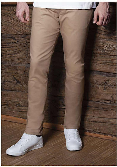 Pantaloni Chef pentru Bărbați cu Elastic în Talie și Șnur Beige Sintetic Chino Modern-stretch