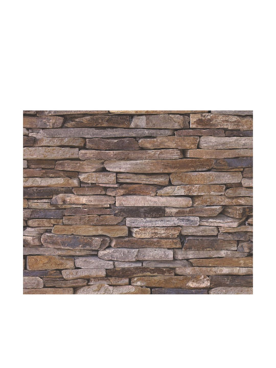 Wall Wallpaper Wood Stone Vinyl Brown 1000x53cm Washable