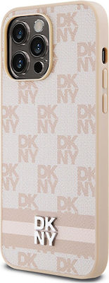 Dkny Pu Leather Checkered Pattern Stripe Case Iphone 14 Pro Max Pink