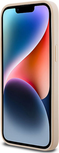 Калъф от PU кожа с кариран десен и ивица DKNY за iPhone 14 Pro Max, розов