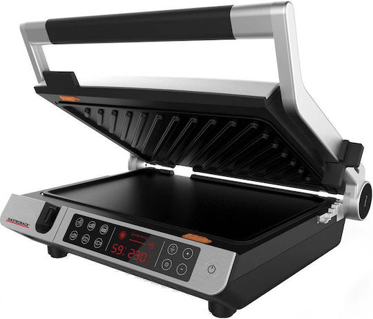 Gastroback Tabletop Electric Grill Smooth and Ribbed Plate 2000W with Lid and Adjustable Thermostat 34cmx24cmcm