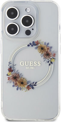 Guess Flowers Back Cover Plastic Transparent (iPhone 15 Pro Max)