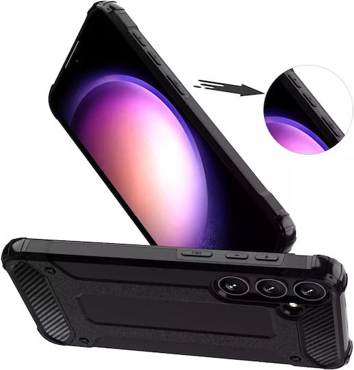 Hurtel Back Cover Σιλικόνης / Πλαστικό Σετ με Τζαμάκι Μαύρο (Samsung S24)