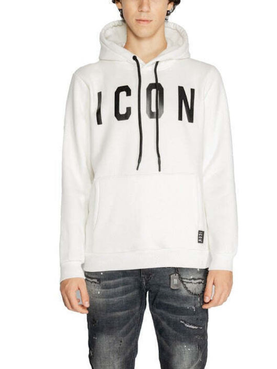 Icon Men's Sweatshirt with Hood and Pockets White