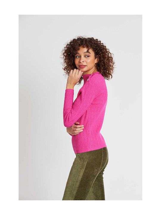 R.DERHY Plain high neck sweater A240007-FUCHSIA