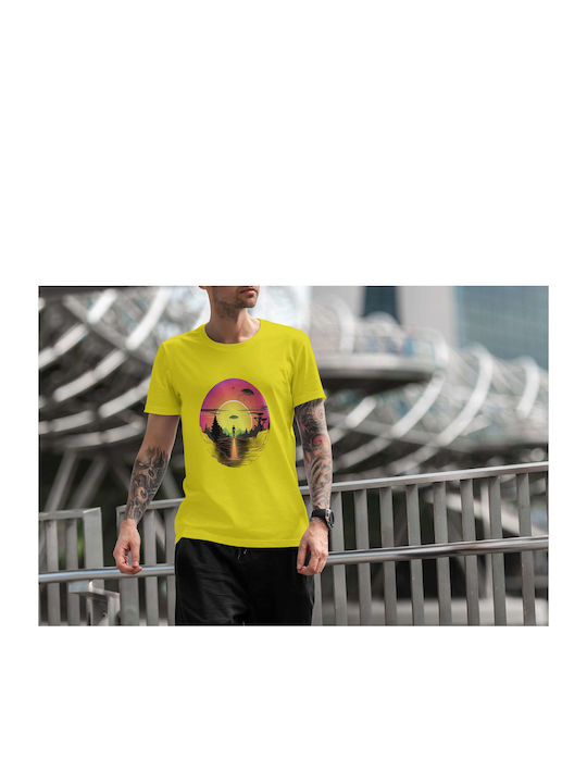 Alien Encounter At Sunset T-shirt Yellow Cotton