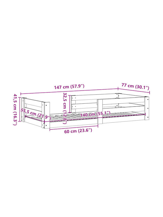 vidaXL Βρεφική Κούνια Λευκή με Στρώμα 70x140cm