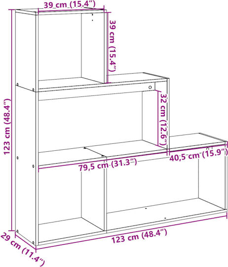 Bibliothek Grau 123x29x123cm