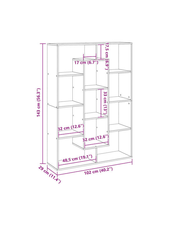 Bibliotecă Gri Beton 102x29x143 cm
