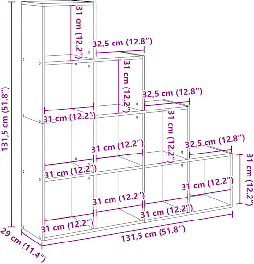Grey Concrete Bookcase 131.5x29x131.5cm