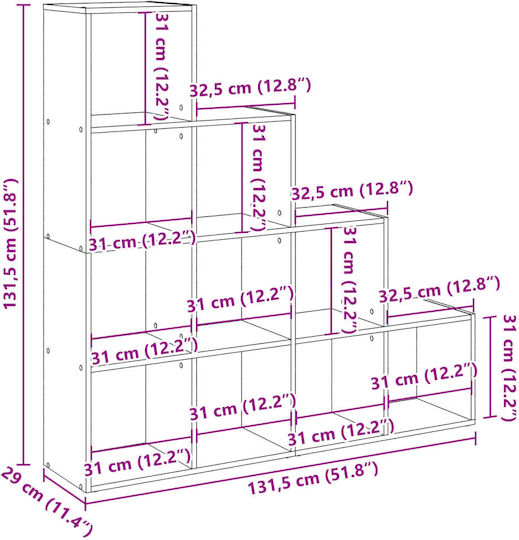 Βιβλιοθήκη Λευκό 131.5x29x131.5εκ.