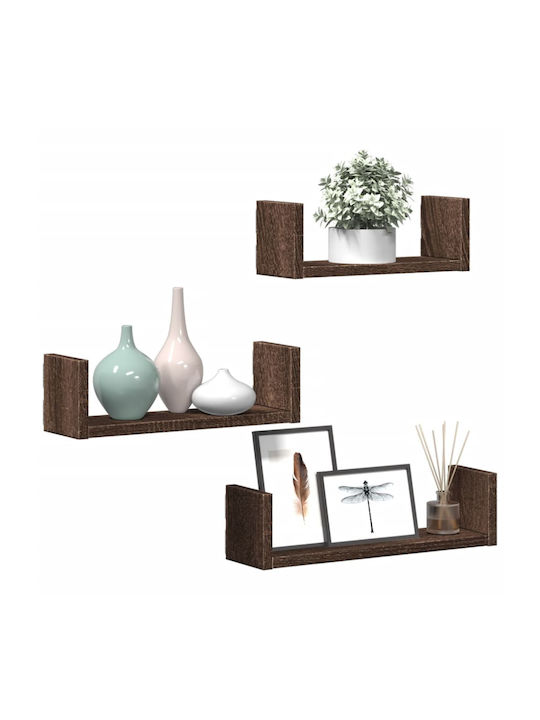 Shelves Wall Brown Oak 3pcs 40x10x10.5cm