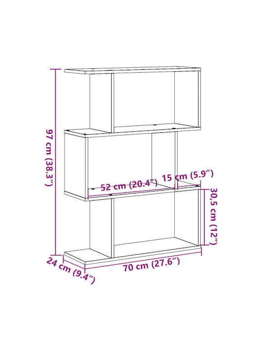 Bibliothek Eiche 70x24x97cm