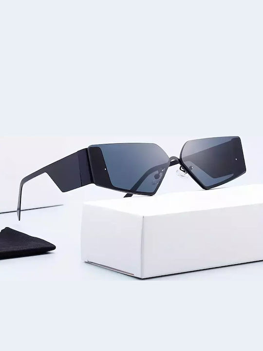 Men's Sunglasses with White Plastic Frame and Transparent Mirror Lens G-14