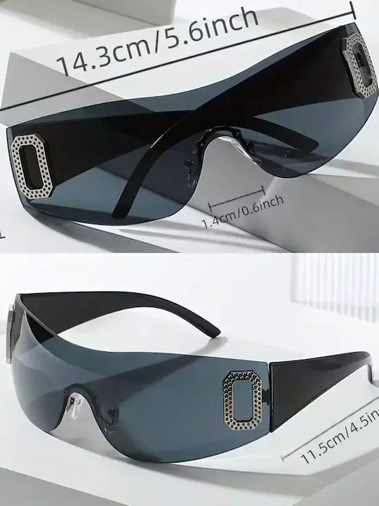 Men's Sunglasses with White Plastic Frame and Gray Gradient Lens G-05