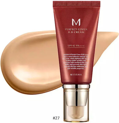 Missha M Perfect Cover BB 27 Honey Beige Ενυδατική Κρέμα Προσώπου Ημέρας με SPF42 με Υαλουρονικό Οξύ & Ceramides 50ml