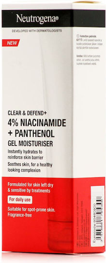 Neutrogena Clear & Defend+ Ενυδατικό Gel Προσώπου Ημέρας κατά των Ατελειών & της Ακμής με Νιασιναμίδη & Πανθενόλη 50ml