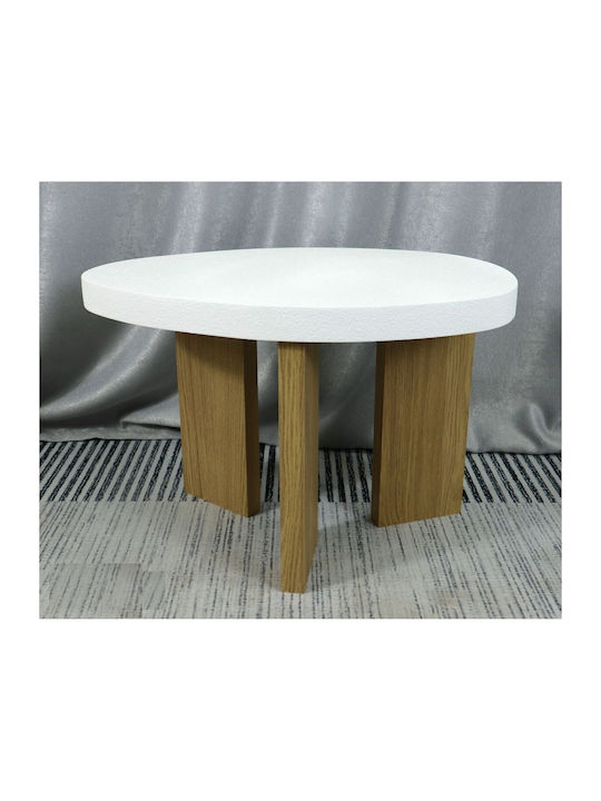 Rotund Măsuță Auxiliară de Lemn White Natural Wood L60xP40xH60cm.