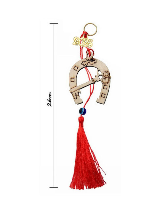 Lucky Charm 2025 Handmade Wooden Horseshoe Key Red Tassels 26cm Tatu Moyo