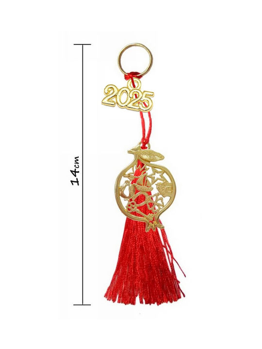 2025 Handmade Gold Pomegranate with Red Tassels 14cm Tatu Moyo