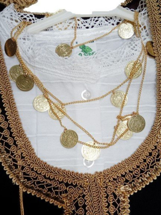 Traditional Kids Costume Cretan girl with Scarf with 3 Rows Necklace