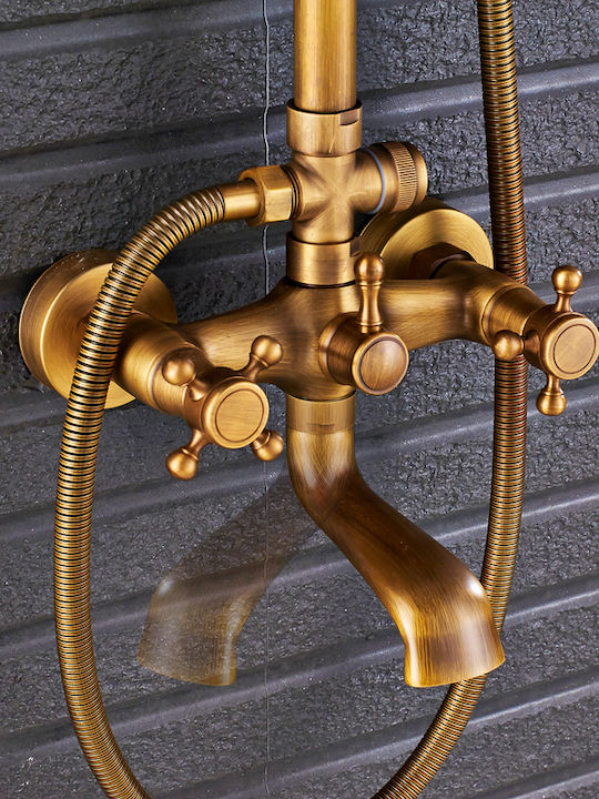 Coloană de duș cu Baterie Bronz