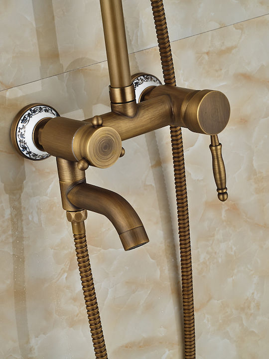Coloană de duș cu Baterie Bronz