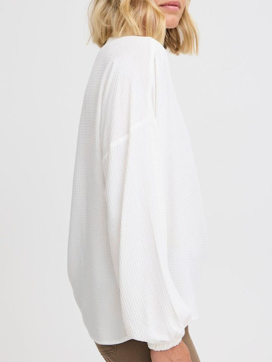 Women's Blouse with V Neckline OffWhite